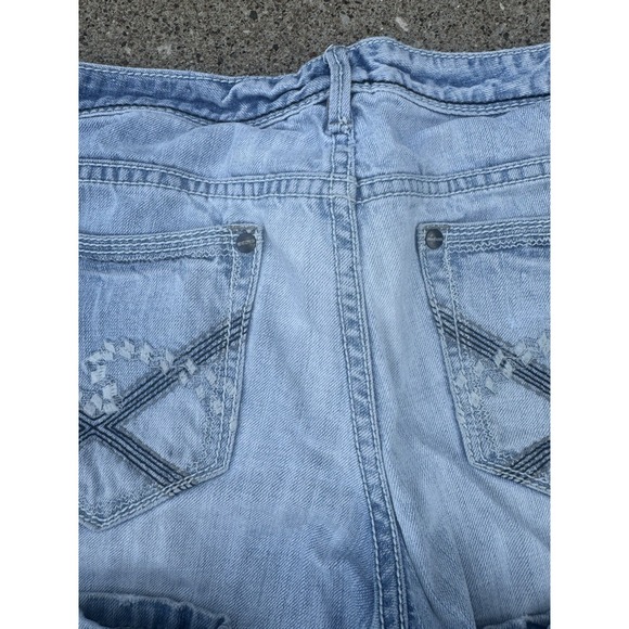 Madison Denim - Madison Denim Women's Low Rise Flare Leg Distress SZ 7/8 Dark Stitch Embroidery‎